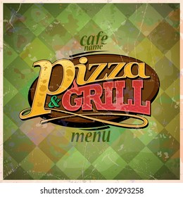 Pizza and grill menu card design, retro style. Eps10