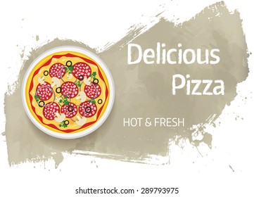 Pizza grunge advertisement banner in gray color
