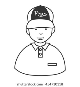 Pizza guy hat , isolated flat icon cartoon