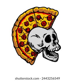 ilustración vectorial de calavera de pelo de pizza