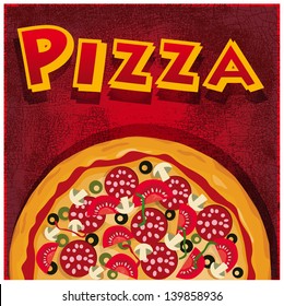 Pizza half, illustration useful for promoting pizzerias