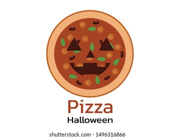 pizza halloween isolated on white background, design fast food menu