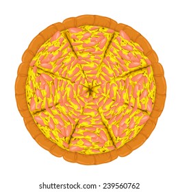Pizza Ham and Cheese Slices. Vector
