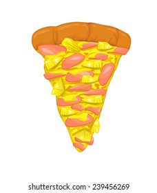 Pizza Ham Slice. Vector