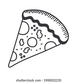 pizza hand draw and line style icon design of food eat restaurant and menu theme Vector illustration