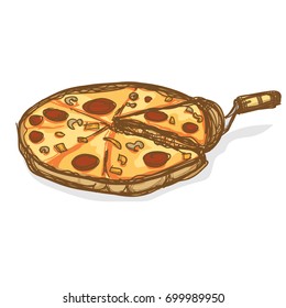 pizza hand drawing food object