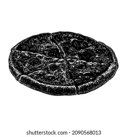 ilustración vectorial de dibujo a mano de pizza aislada en fondo blanco