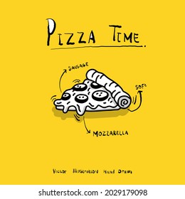 Pizza hand drawn design vector. Pizza doodle minimalist vector illustration for logo, advertising and others