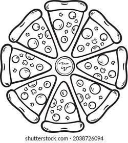 pizza hand drawn doodle illustration