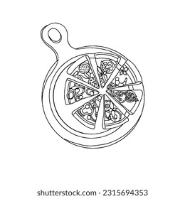 pizza hand drawn doodle illustrations vector set