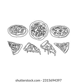 pizza hand drawn doodle illustrations vector set