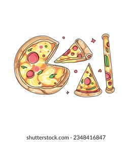 pizza hand drawn doodle illustrations vector set