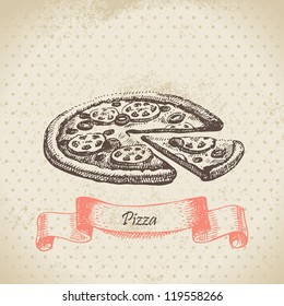 Pizza. Hand Drawn Illustration