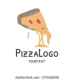 pizza hand drawn logo design. funny icon