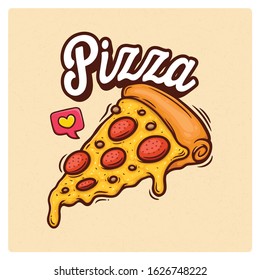 Pizza Hand Drawn Vector Doodle Illustration