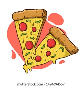 Pizza Hand Drawn Vector Illustration
