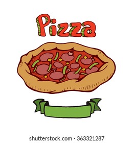 Pizza. Hand drawn vector illustration