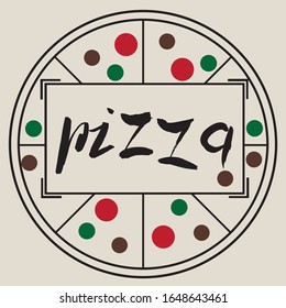 Pizza hand lettering logo, label, icon. Logo for fast food restaurants, pizzerias, cafes. Isolated in the background. Vector illustration.