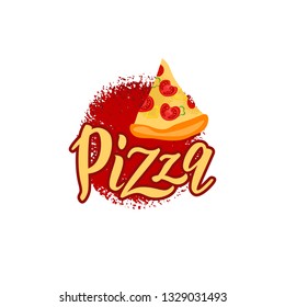 Pizza Hand Lettering Word Cute Slice Stock Vector (Royalty Free ...