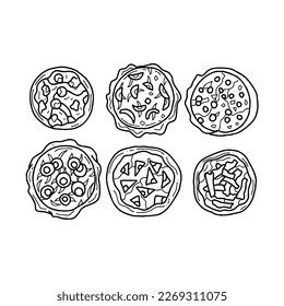 vector de ilustraciones del doodle de la mano de la pizza