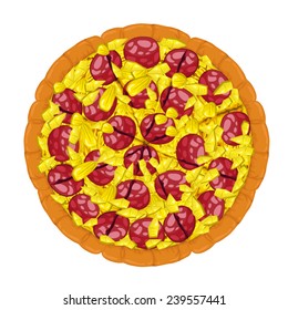 Pizza Hawaiian Slice. Vector