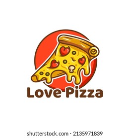 pizza with Heart Love pepperoni, doodle sketch hand drawn cartoon icon, vector illustration sticker Logo