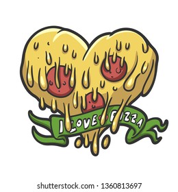 Pizza heart - I love pizza - Vector illustration