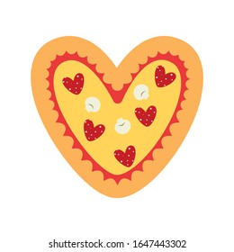Pizza heart. Vector illustration isolated on white background