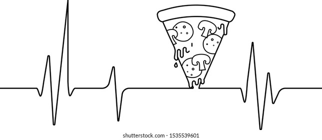 Pizza heartbeat vector file. Pizzabeat illustration.