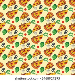 Pizza Heaven Seamless Vector Pattern Design