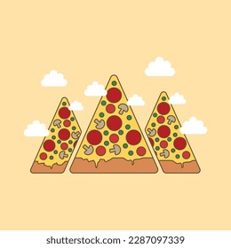 pizza hill vector design illustration artwork. Suitable to use on t-shirt, sticker, mug, etc. 
