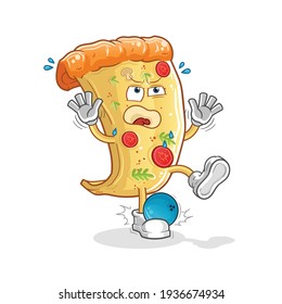 pizza hiten by bowling cartoon. cartoon mascot vector