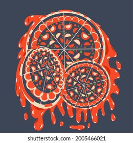 pizza hot tomato sauce  flat ilustration .abstract concept.vector eps
