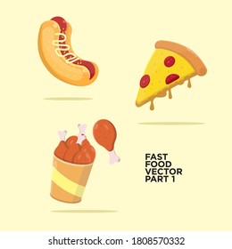 pizza hotdog and fried chicken vector pack 