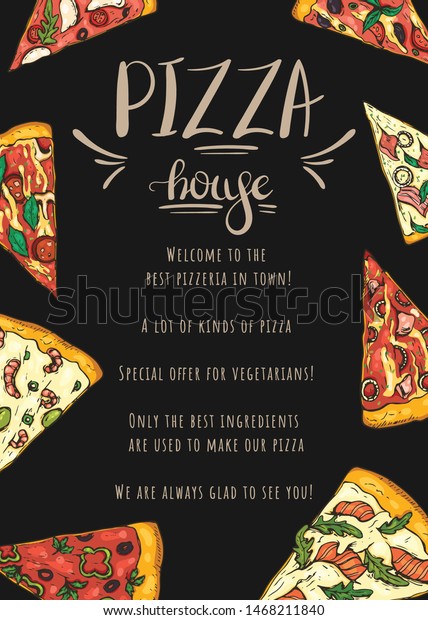 Vector De Stock Libre De Regalias Sobre Pizza House Flyer Pizza Slices