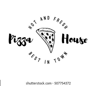 Pizza House. Italian Pizza Label. Badge Pizzeria. Design Elements Vector Illustration. Isolated