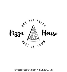 Pizza House. Italian Pizza Label. Badge Pizzeria. Design Elements Vector Illustration. Isolated