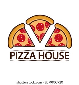 Diseño de etiqueta de casa de pizza, ilustración de arte vectorial.