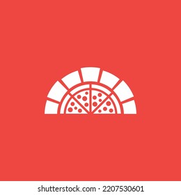 Pizza House Logo Vector. Firewood Brick Oven Pizza Home Made Label Icon Concept Template.