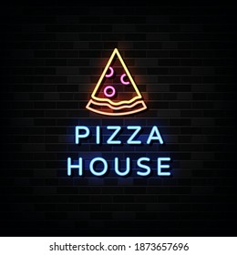 Pizza House Neon Signs Vector. Design Template Neon Style