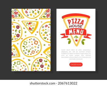 Plantilla vertical vectora de menú Pizzeria House o Pizzeria