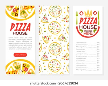 Pizza House or Pizzeria Menu Vector Vertical Template