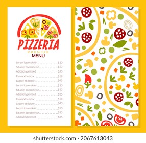 Pizza House or Pizzeria Menu Vector Vertical Template