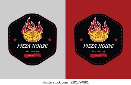 Pizza house vector logo design template. Pizza logo design. Fast food logo design.
