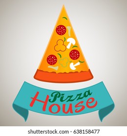 Pizza house vector logo design, icon idea for restaurant brand. Vector Illustration