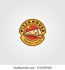 Pizza House Vintage Logo Food Vector Illustration Design