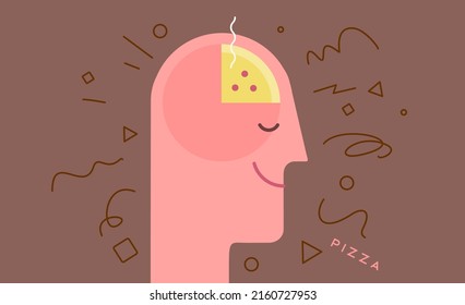 Pizza. Hunger. All Thoughts Are About Food. Vector Illustration. Simple, Modern Style. Background For Cover, Poster, Animation.