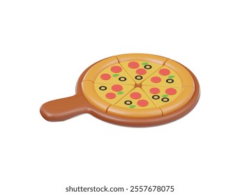  Pizza icon 3d rendering illustration