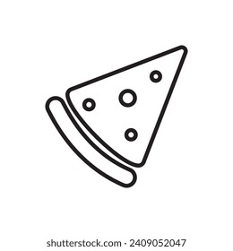 Pizza icon for apps and websites on white background. Editable stroke. Vector illustration EPS 10.