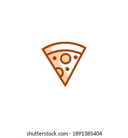 Pizza icon. Bakery icon. Simple, flat, outline, brown, two tones, color.